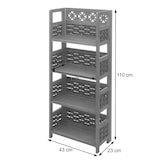 thumbnail of Estantería HWC-K86, estantería de pie para vivir, plegable 4 estantes, madera 110cm ~ marrón, mimbre marrón