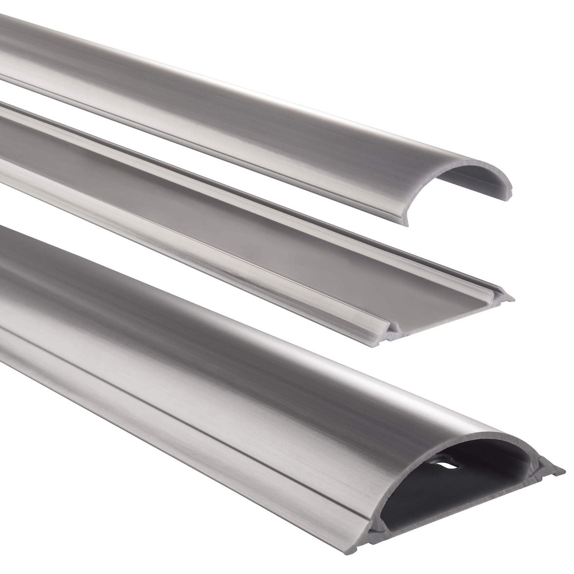 PVC Kabelkanal Halbrund 100/7/2cm Silber-Grau