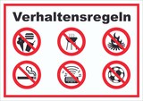 thumbnail of Schild Verhaltensregeln Verbote A5 Rückseite selbstklebend