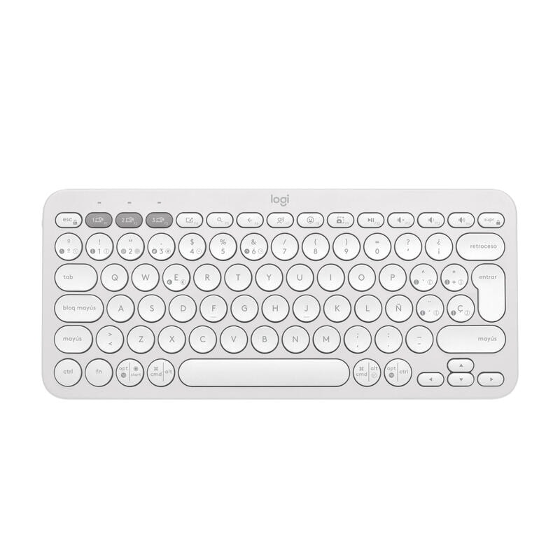 Logitech Teclado espanhol Pebble Keys 2 K380S Rf Wireless + Bluetooth Qwerty Branco