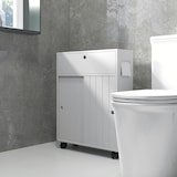 thumbnail of kleankin mueble auxiliar baño moderno armario de baño con 4 ruedas 2 agujeros para papel 2 armarios y estantes ajustables para salón 52x17x67 cm