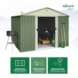 thumbnail of Gartenhaus Metall 7,86 m2 Gälliv - 261x301x198 cm - Grün und Weiß - Doppelschiebetür - Geräteschuppen