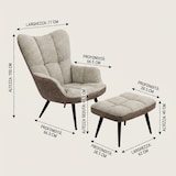 thumbnail of Set Poltrona Sedia Relax Imbottita Pouf Poggiapiedi Salotto 77x66.5x100 Cm - Nero e Grigio Chiaro