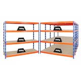 thumbnail of PROREGAL Mega Deal 5x Profi Schwerlastregal Rhino | HxBxT 180x200x60cm | 4 Spanplatten-Ebenen 16mm | Fachlast 500kg | Blau-Orange