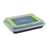 thumbnail of Relaxdays Backblech mit Deckel, 3in1 Kuchen Transportbox, BxT: 40,5 x 32,5 cm, hoher Rand, Kuchenblech rechteckig, grün