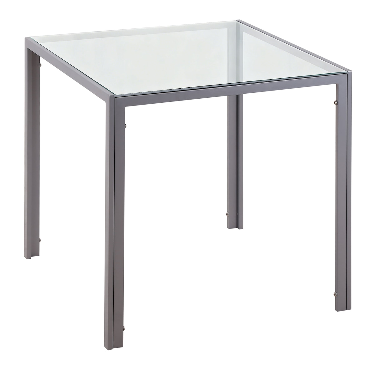 HOMCOM Mesa de Sala de Jantar de Cristal Mesa de Cozinha Quadrada para 4 Pessoas com Pés de Metal 75x75x75cm Cinza