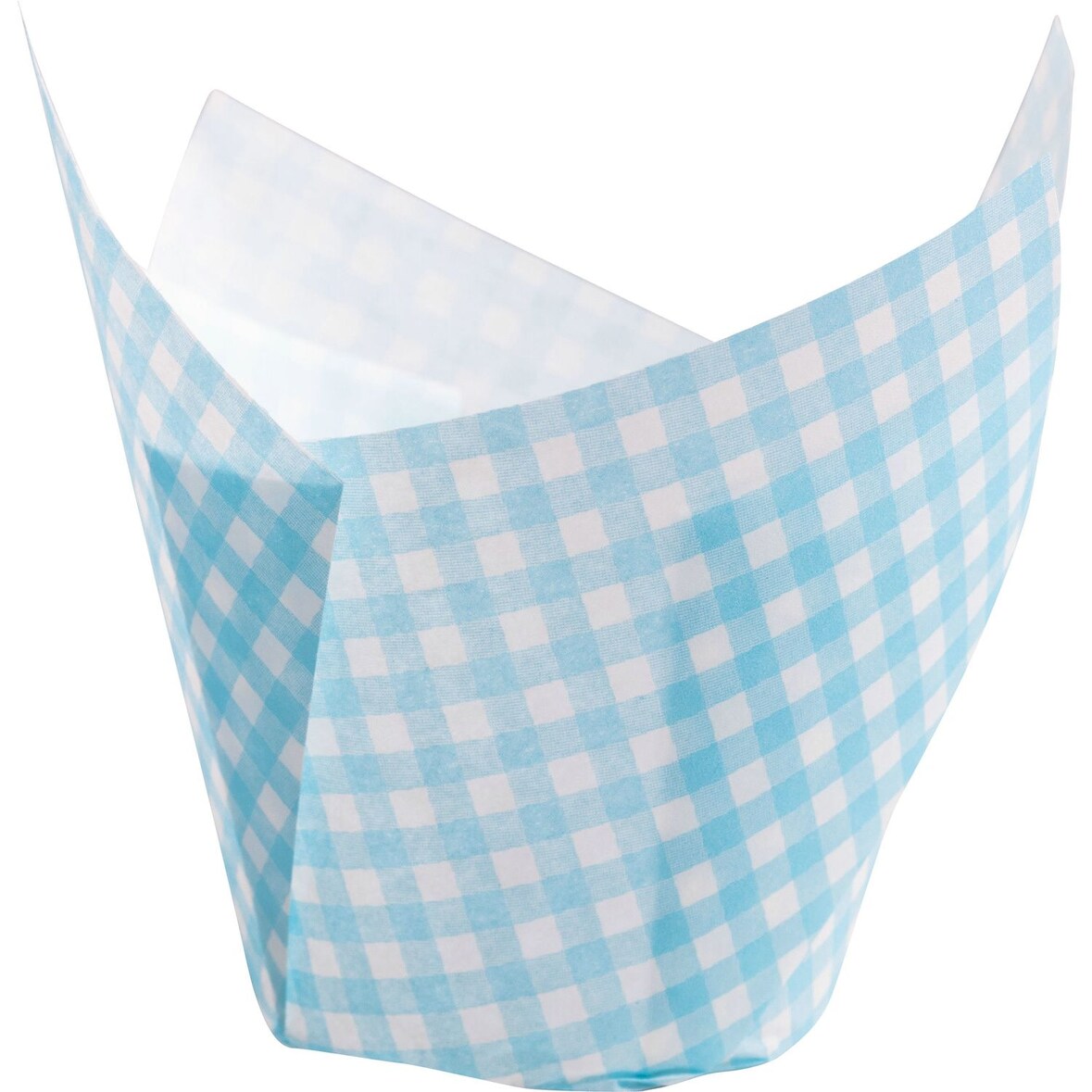 1000x Muffin-Tulip-Wraps O 50 x 85 mm Vichy hellblau 160x160 mm