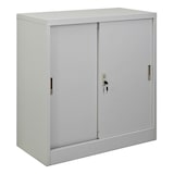 thumbnail of PROREGAL Aktenschrank ELEPHANT mit abschließbaren Schiebetüren | HxBxT 90x90x40cm | 2 Fachböden | Lichtgrau | Metallschrank Ordnerschrank Büroschrank