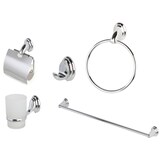 thumbnail of Set 5 accessori da bagno in acciaio e vetro satinato con fissaggio a muro Facile