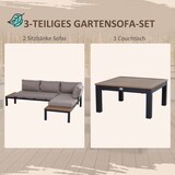 thumbnail of Loungeset Aluminium Grau 3-teilig mit Sofa, Chaiselongue und Beistelltisch
