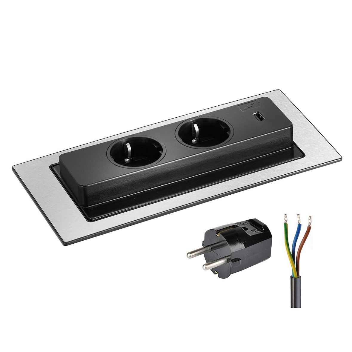 EVOLine BackFlip Cuisine 2x Steckdose mit USB-Charger