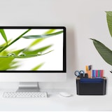 thumbnail of Relaxdays Schreibtisch Organizer, 5 Fächer, Kunststoff und Holz, Badorganizer, modern, HxBxT: 9,5 x 18 x 15 cm, schwarz