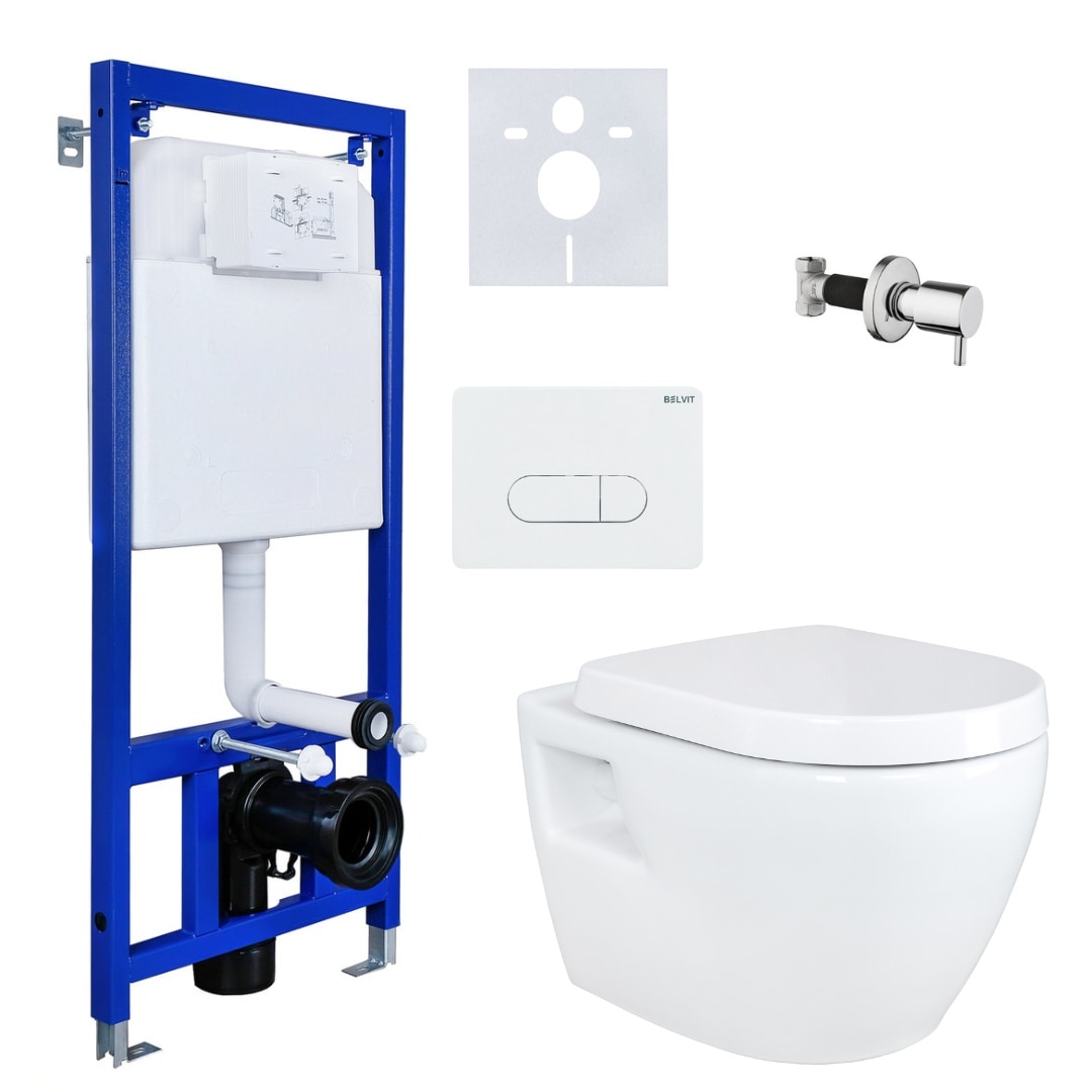 Hänge Dusch WC Taharet Bidet Toilette Vorwandelement Spülkasten Komplettset