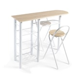 thumbnail of DUPI Conjunto Mesa de Cocina Bar | Estructura Metálica | Tabla de Madera con 4 Estantes | 2 Taburetes Plegables, 120 x 40 x 87 cm, Madera (Taupe)