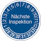 thumbnail of Dreifke® Prüfplakette Nächste Inspektion ab 28 blau/weiß - 30 mm Folie selbstklebend, 10 St