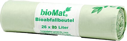 26 `bioMat` Kompostbeutel auf Stärkebasis 20 l 56 cm x 44 cm mit Tragegriff