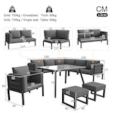 thumbnail of Merax Modulares Gartenmöbel-Set für 8 Personen, Ecksofa Sofa, Glastisch, Sessel & 2 Hockern, mit Sitzkissen & Rückenkissen, wetterfeste, Grau