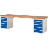 thumbnail of PROREGAL Werkbank Serie 7000 - Modell 7515 | HxBxT 84x300x90cm | 12x Schublade | Schubladenmaße 6x90 + 6x150mm | Lichtgrau | Arbeitstisch Werktisch