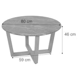 thumbnail of Salontafel HWC-M61, bijzettafel sofatafel, massief hout HPL laminaat melamine Ø80cm, sheesham hout look, donker frame