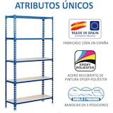 thumbnail of SimonRack Metallregal, 2000x1100x400 mm, 5 Ebenen, Metallboden, 200 kg Biegepunkt, Blau/Weiss - Simonclick