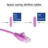 thumbnail of ACT DC9451 LSZH U/UTP CAT6 Datacenter Slimline Patchkabel Snagless | RJ45 connectoren | Roze | 1,5 meter