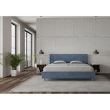 thumbnail of Letto matrimoniale king size contenitore imbottito 200x200 microfibra blu Adele