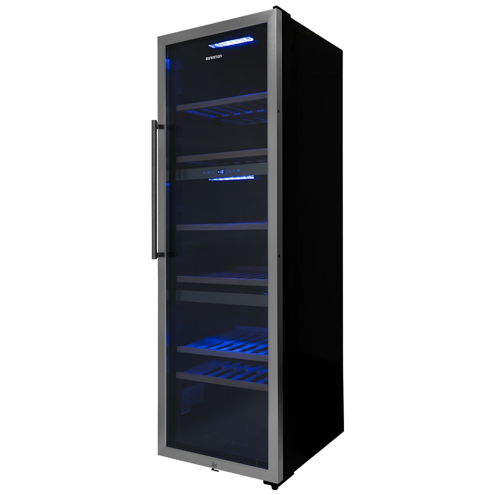 INFINITON Vinoteca Industrial WFL-284, 140 Botellas, 167.4 cm, G,Estantes con borde de madera de Haya