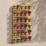 thumbnail of Relaxdays Blumenregal, HxBxT: 174 x 91 x 28 cm, 6 Ablagen, Stecksystem, Metall & Kunststoff, Gewächshaus Regal, grau