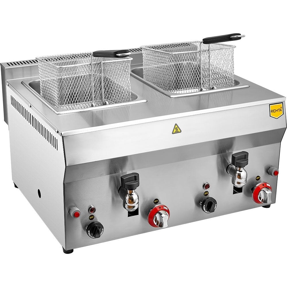 Freidora a gas de doble cuba 8+8 l, ud