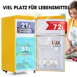 thumbnail of Retro Kühlschrank Gelb 72L Gesamtvolumen 21L Gefrierfach 51L Kühlfach 39dB Doppeltür 46x45x91 cm 120 kWh/Jahr
