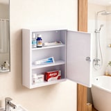 thumbnail of Relaxdays Medizinschrank, abschließbar, 3 Fächer, HxBxT: 36 x 31,5 x 10 cm, für Medikamente, Arzneischrank, weiß/grau