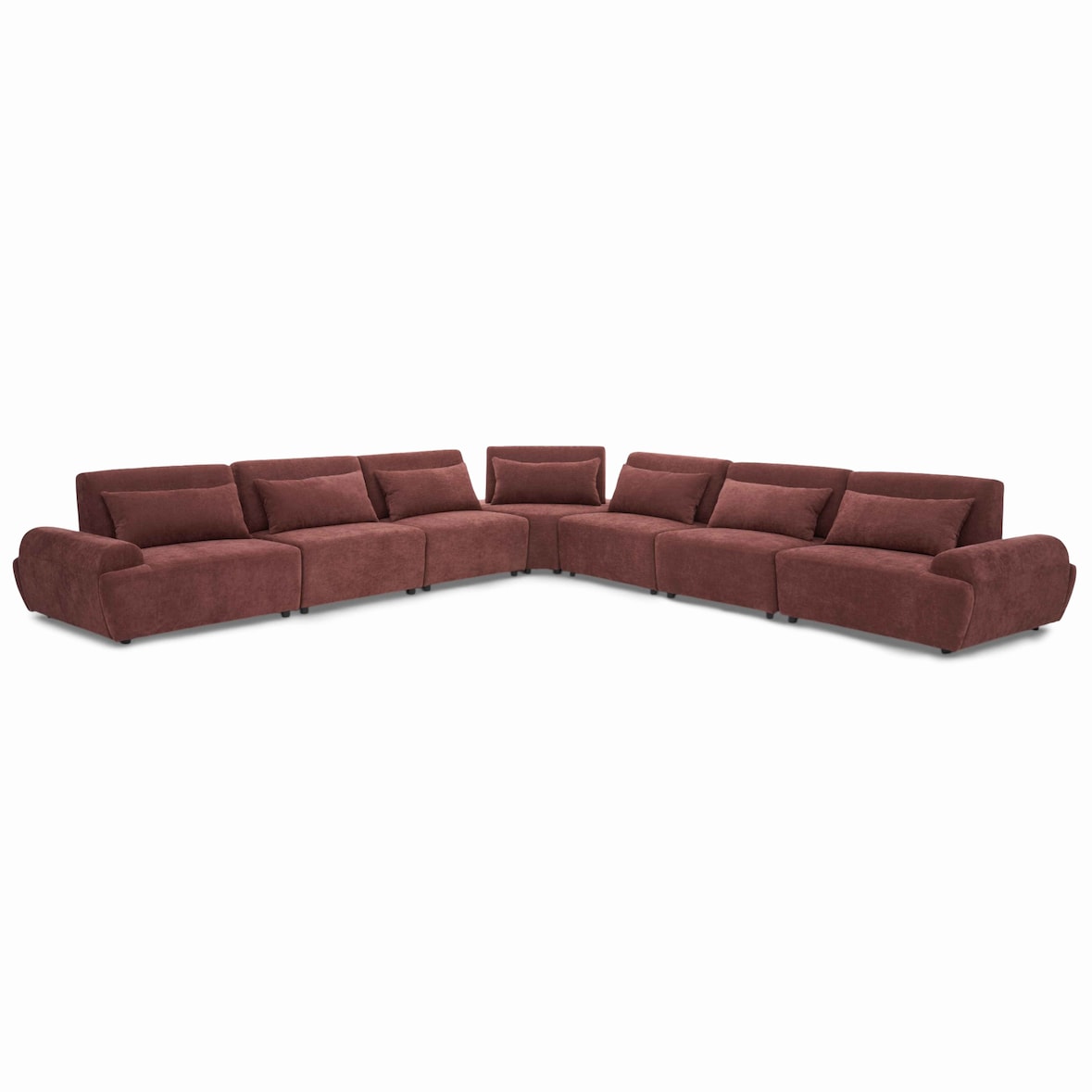 Divano angolare modulare 7 posti schienale regolabile, rosso bruciato, L 449 x l 449 x h 82 cm Oviala
