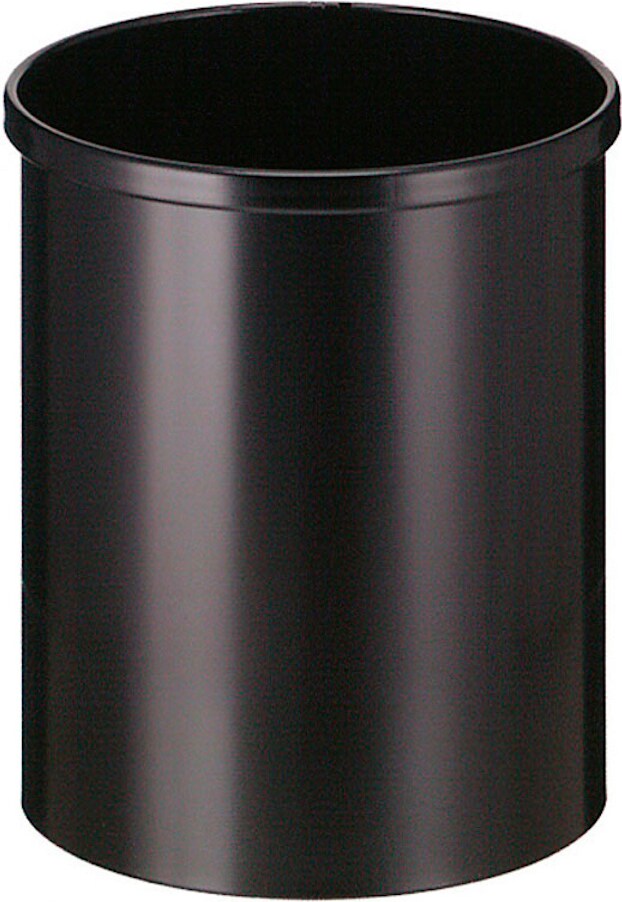 PROREGAL Stillvoller runder Metall Papierkorb | 15 Liter, HxØ 30,5x25,5cm | Schwarz