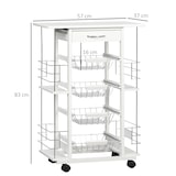 thumbnail of HOMCOM Carrinho de Cozinha com Rodas Gaveta 4 Cestas de Metal e 4 Suportes para Temperos Laterais 57x37x83cm Branco