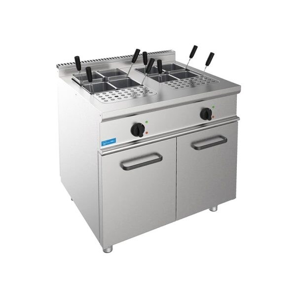 Cuocipasta professionale elettrico su mobile con vasca doppia da 28 lt + 28 lt - linea BASIC