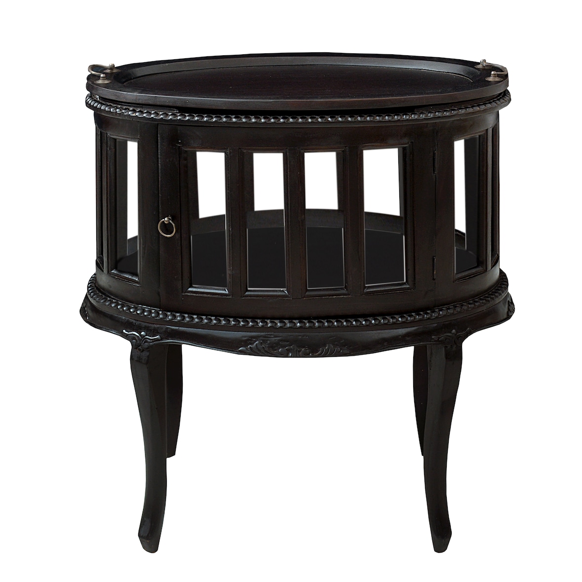 SIT Möbel Teekästchen | 2 Türen, 1 abnehmbares Tablett | Akazie antikfinish | Türen Facettenglas | B 72 x T 48 x H 77 cm | 09567-30 | Serie SAMBA