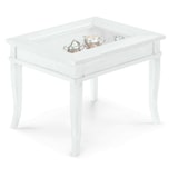 thumbnail of DORIAN Tavolino Bacheca In Legno Massello Piano Vetro 60x60 colore Bianco