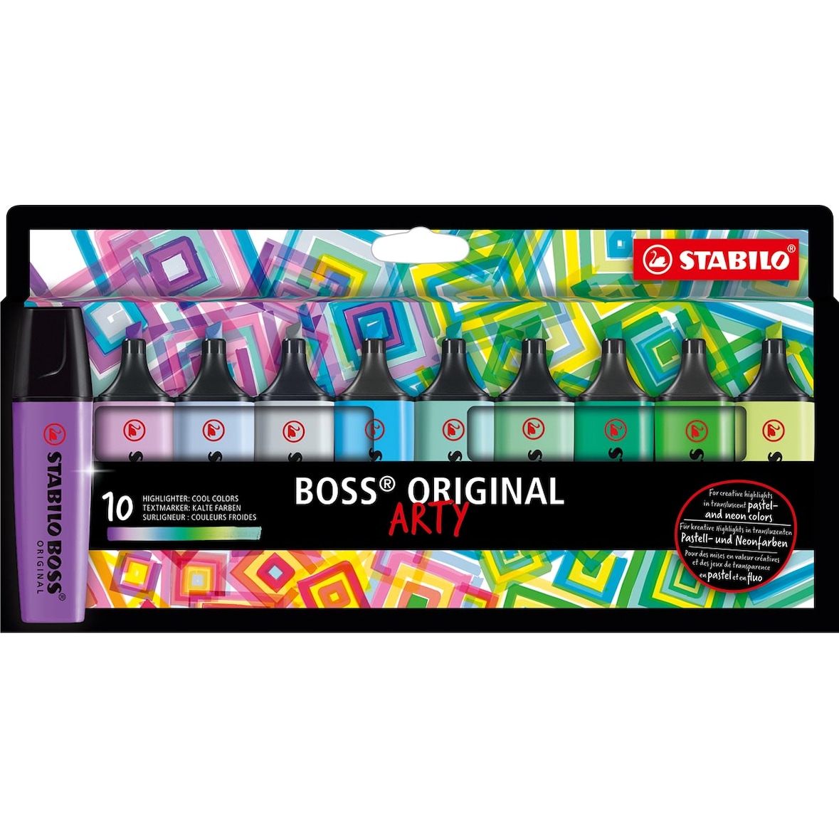 Marcador fluorescente - STABILO BOSS ORIGINAL - ARTY - pack de 10 - con 10 colores diferentes