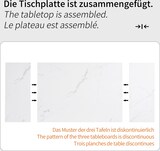 thumbnail of Ausziehbarer Esstisch MDF Metall Weiß+Schwarz 159x74x77 cm mit Marmoroptik Tischplatte, Schiebesystem mit Metallschienen, stabile Stahlbeine