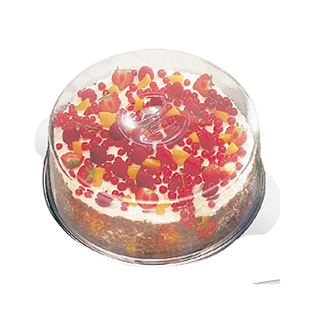 plato tartas inox. 30,5 con 2 campanas plastico