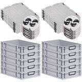 thumbnail of PROREGAL SparSet 10x Eurobox NextGen Color mit Auflagedeckel & Verschlüsse, HxBxT 12x40x60cm, 23L, Grau, Griffe schwarz zu, Eurobehälter