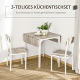 thumbnail of Essgruppe 3-teilig klappbar 75x110x70 cm MDF Stahl 2 Stühle Esszimmer Küche Platzsparend Modern Natur Holzoptik