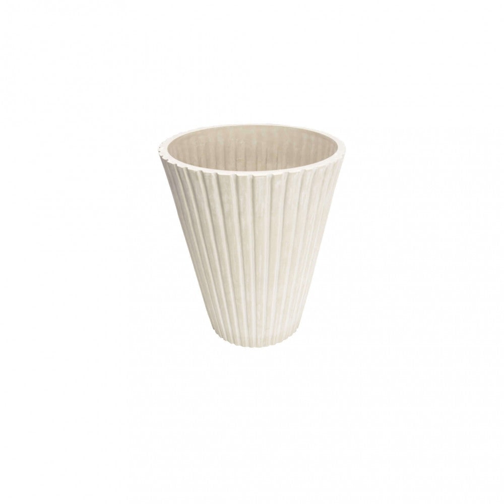 Vaso tondo piccolo a cono da esterno giardino in fibra di argilla Ø19x22 cm Erica -  White