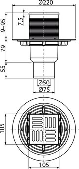 thumbnail of AlcaDrain APV2321 Bodenablauf mit Edelstahl Rost 105 x 105