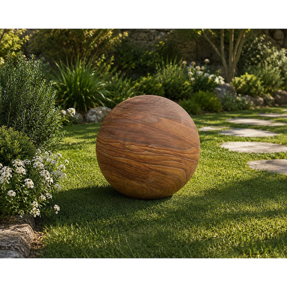 Bola decorativa jardín Rainbow piedra arenisca pulida diámetro 20 cm ocre marrón 12 kg