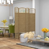 thumbnail of Biombo de 4 Painéis Dobrável Separador de Ambientes de Corda de Papel e Estrutura de Madeira 60x170 cm Natural