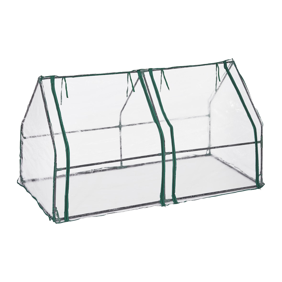 Relaxdays Folienfrühbeet, HxBxT: 90 x 180 x 90 cm, 2 Türen, Spitzdach, Frühbeet, Aufzucht, Gewächshaus, PVC, transparent