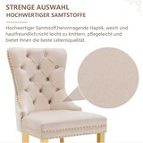 thumbnail of Esszimmerstuhl Samt Beige 95x51x66 cm mit Türklopfer Rücken, Nagelkopfbesatz, vergoldeten Edelstahlbeinen, verstellbaren Füßen, elegant