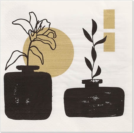 200 Stück Servietten, 3-lagig 1/4-Falz 33 x 33 cm gold  Modern Vases