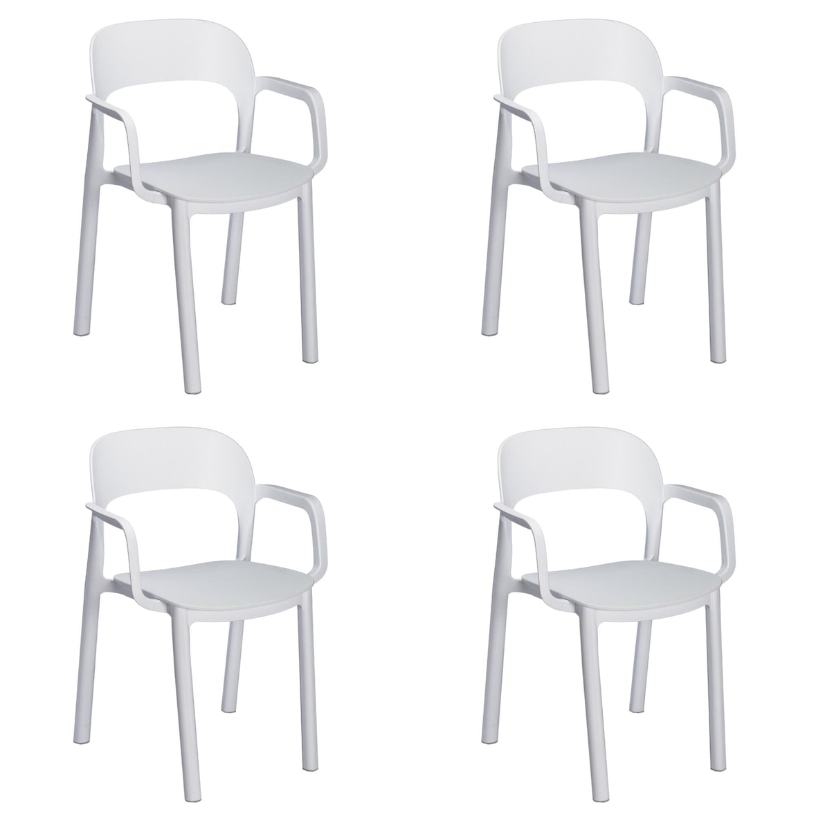 garbar ONA Set 4 Silla Con Brazos Interior, Exterior Blanco - Blanco